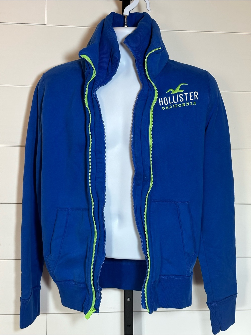 Hollister Royal Blue Zip-Front Jacket with Neon Trim